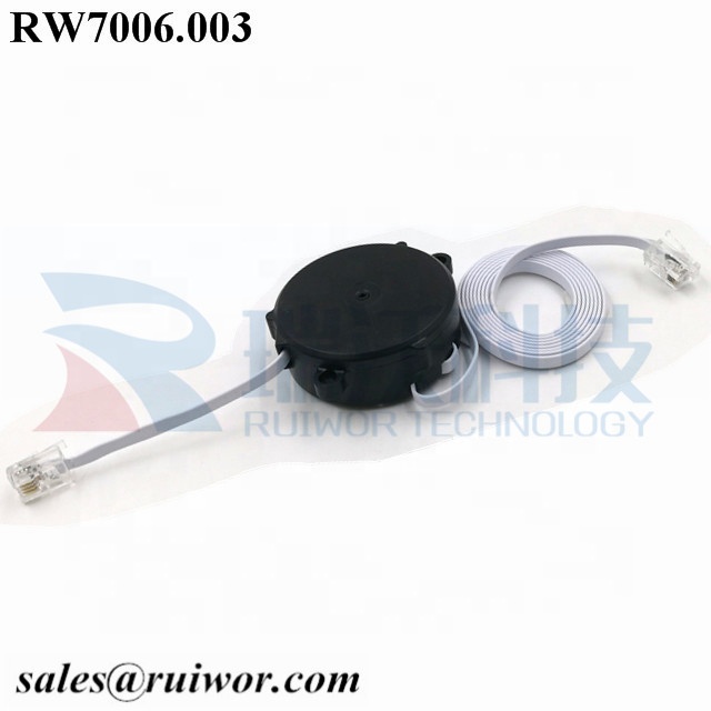 Professional China Badge Retractor -
 RW7006 Retractable electric wire cable pull box single side pullout one side/one way with both RJ11 4P4C plugs – Ruiwor