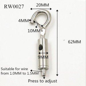 Wholesale Price Thin Cable Lock - RW0027 Metal Hook cable lock Wire rope hooks Ceiling cable fixing with adjustable hook – Ruiwor