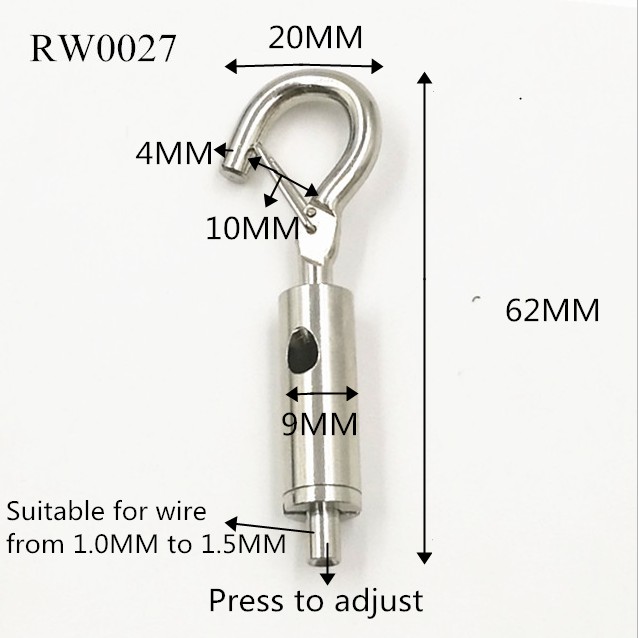 High Quality Cable Lock - RW0027 Metal Hook cable lock Wire rope hooks Ceiling cable fixing with adjustable hook – Ruiwor