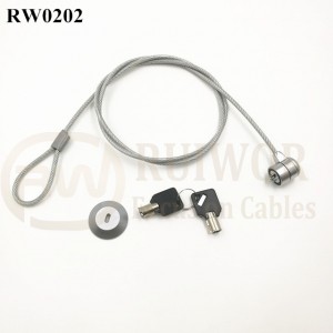 RW0202 Laptop anti theft lock Transparent rubberized wire rope lock go with port sticker Base