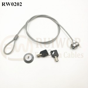 Wholesale Price Thin Cable Lock -
 RW0202 Laptop anti theft lock Transparent rubberized wire rope lock go with port sticker Base – Ruiwor