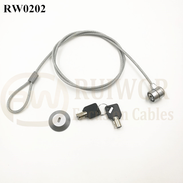 China wholesale Cable And Lock -
 RW0202 Laptop anti theft lock Transparent rubberized wire rope lock go with port sticker Base – Ruiwor