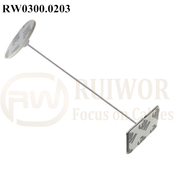 RW0300.0203 Security Cable with Diameter 30mm Circular Adhesive ABS Plate and Rectangular Adhesive metal Plate Featured Image
