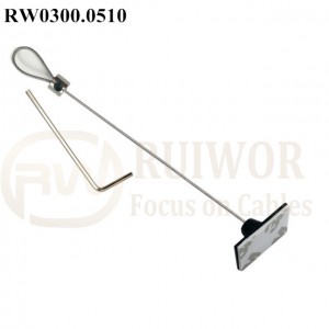 Manufacturer for Retractable Security Tether Cable -
 RW0300.0510 Security Cable with Adjustalbe Lasso Loop by Small Lock & Allen Key and 25X15mm Rectangular Adhesive ABS Plate – Ruiwor