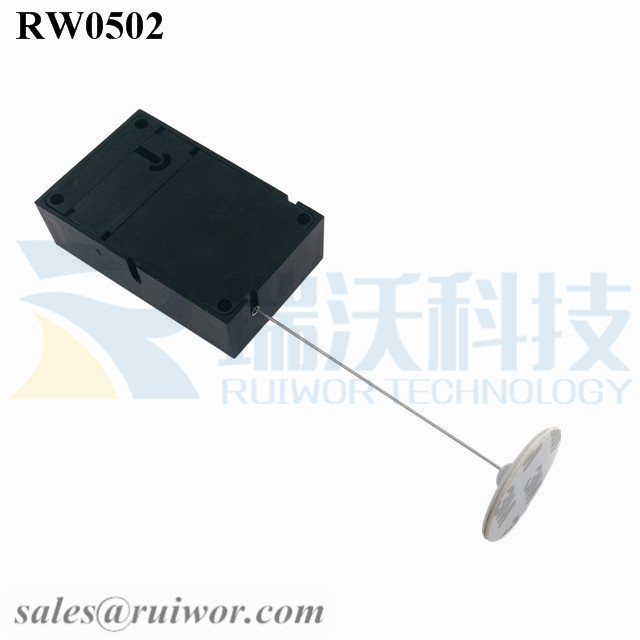 RW0502 Cuboid Anti Theft Pull Box with Dia 30mm Circular Adhesive ABS Plate for Store Security Product Position