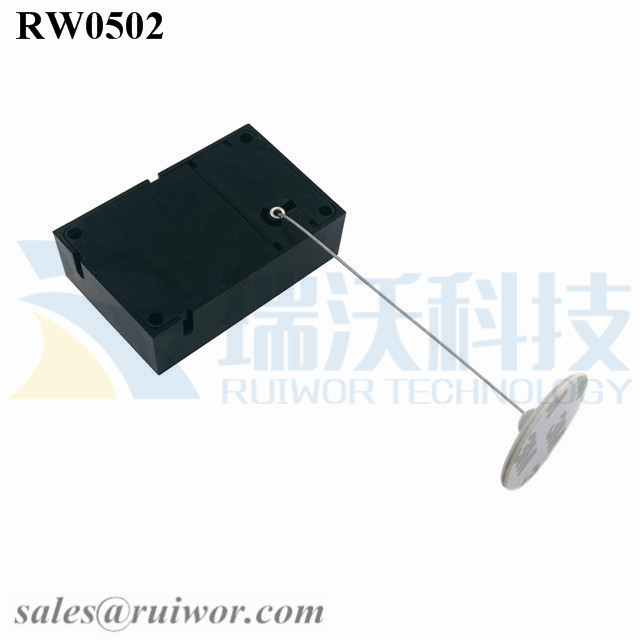 RW0502 Cuboid Anti Theft Pull Box with Dia 30mm Circular Adhesive ABS Plate for Store Security Product Position