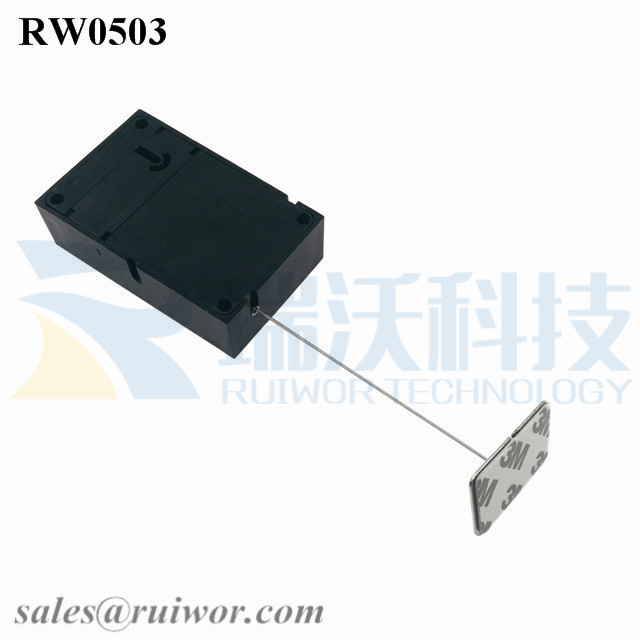 RW0503-Anti-Theft-Pull-Box-Black-Exit-B-With-35X22mm-Rectangular-Adhesive-Metal-Plate