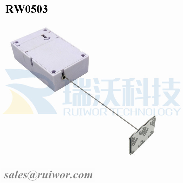 RW0503 Cuboid Anti Theft Pull Box with 35X22mm Rectangular Adhesive metal Plate for Mobile Phones Retail Security Display