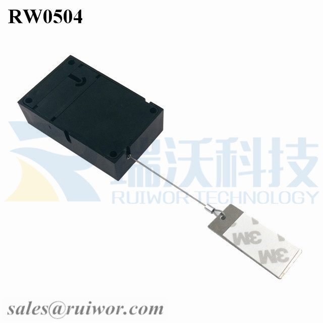 RW0504-Anti-Theft-Pull-Box-Black-Exit-B-With-45X19mm-Rectangular-Sticky-Metal-Plate