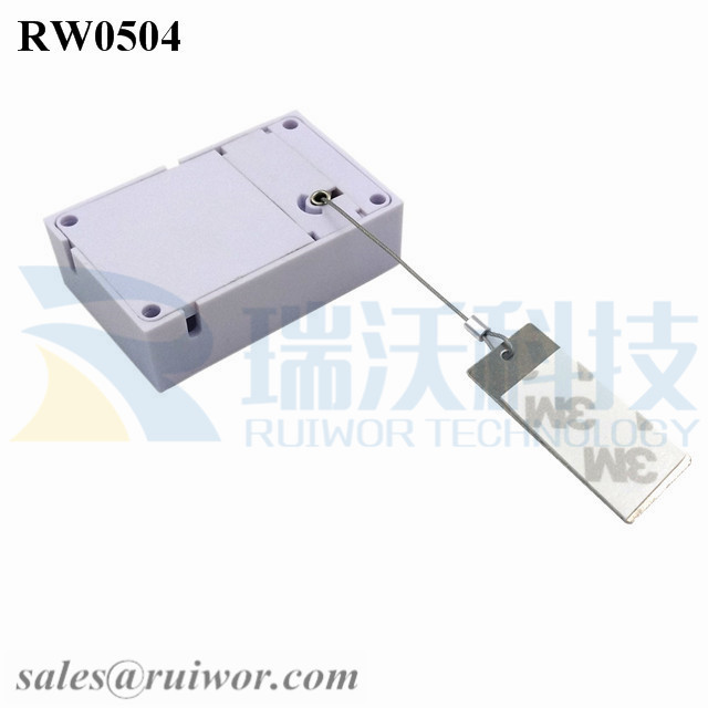 RW0504 Cuboid Anti Theft Pull Box with 45X19mm Rectangular Sticky metal Plate Used in Supermarkets Security Retail Display
