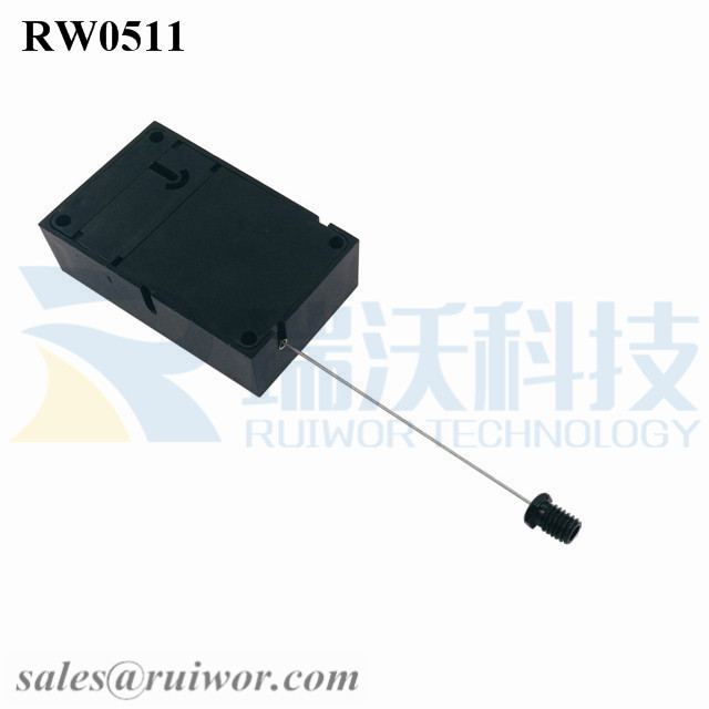 RW0511-Anti-Theft-Pull-Box-Black-Exit-B-With-M6x8MM-or-M8x8MM-or-Customized-Flat-Head-Screw-Cable-End