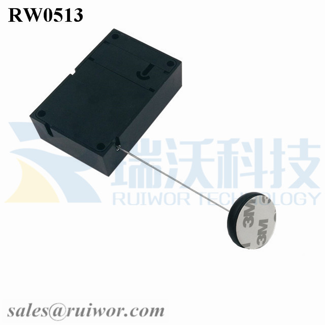 RW0513 Cuboid Anti Theft Pull Box with Dia 30MMx5.5MM Circular Adhesive ABS Block