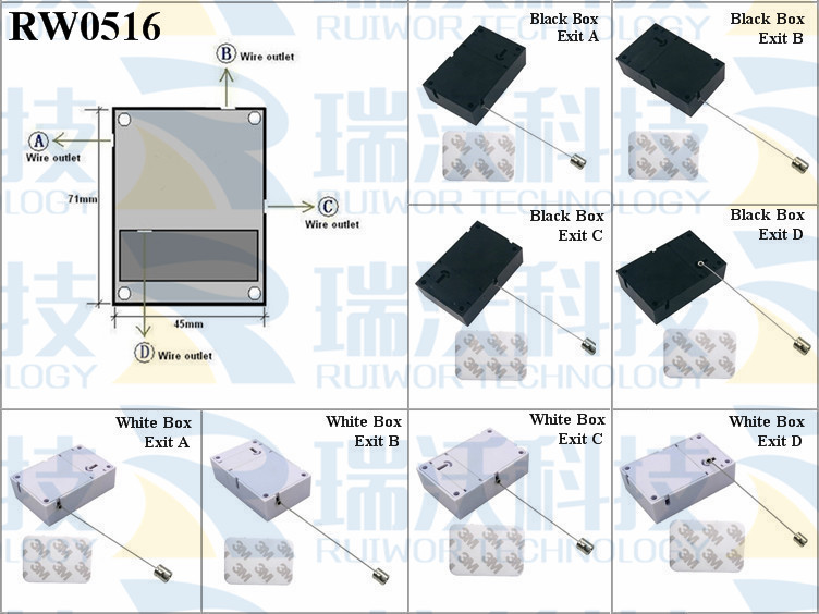 RW0516 Anti Theft Pull Box specifications (cable exit details, box size details)