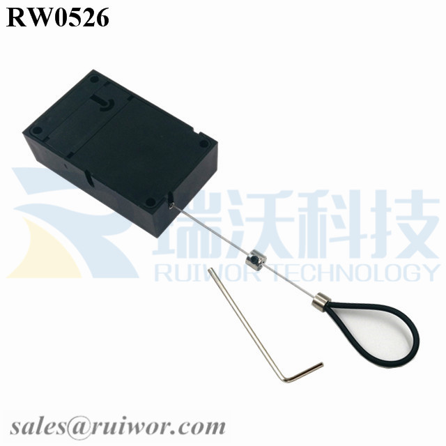 RW0526 Cuboid Anti Theft Pull Box with Adjustalbe Stainless Steel Anti-theft Cable Loop Coated with Silicone Hose