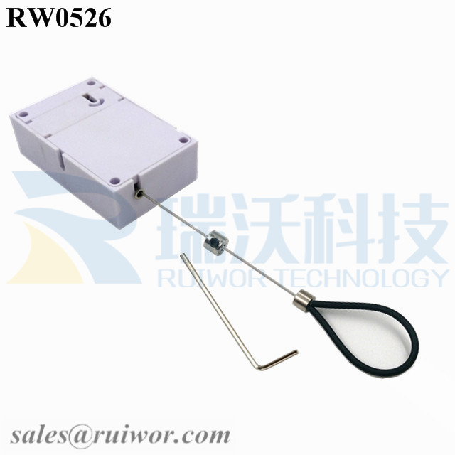 RW0526 Cuboid Anti Theft Pull Box with Adjustalbe Stainless Steel Anti-theft Cable Loop Coated with Silicone Hose