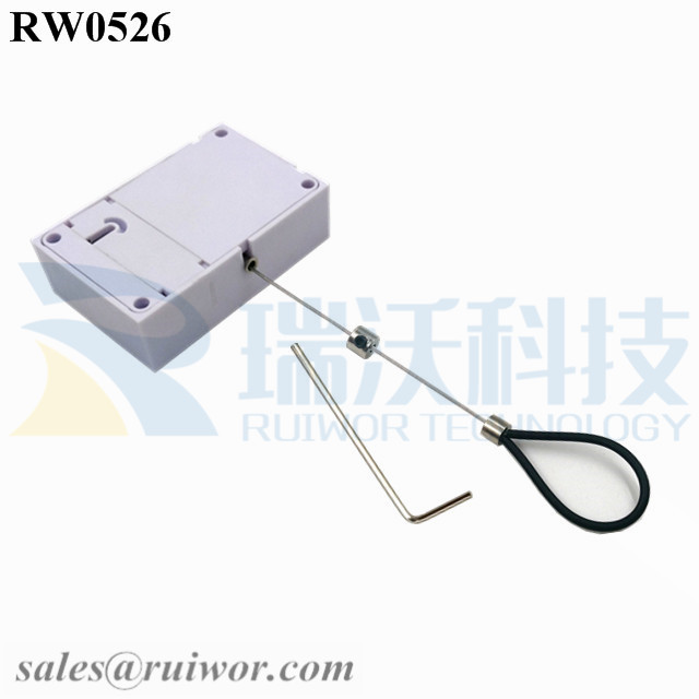 RW0526 Cuboid Anti Theft Pull Box with Adjustalbe Stainless Steel Anti-theft Cable Loop Coated with Silicone Hose