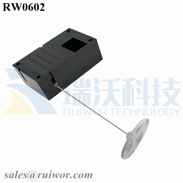 RW0602 Cuboid Ratcheting Retractable Cable Plus Ratchet Function and Dia 30mm Circular Adhesive ABS Plate