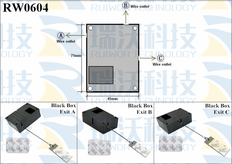 RW0604 Security Pull Box specifications (cable exit details, box size details)