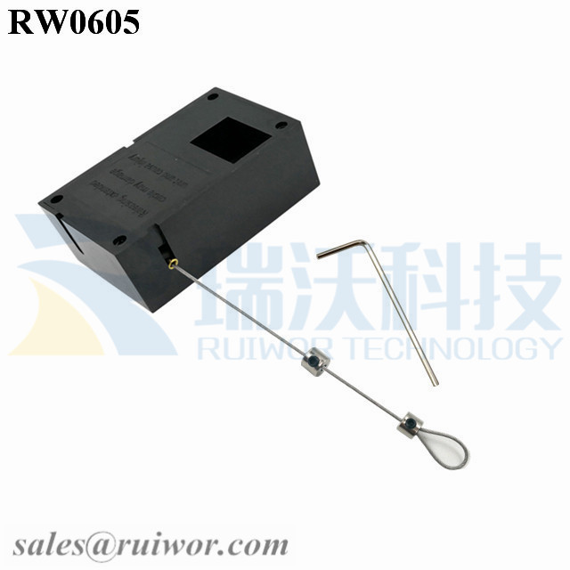 RW0605 Cuboid Ratcheting Retractable Cable Plus Ratchet Function and Adjustalbe Lasso Loop End by Small Lock and Allen Key