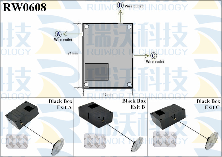 RW0608 Security Pull Box specifications (cable exit details, box size details)