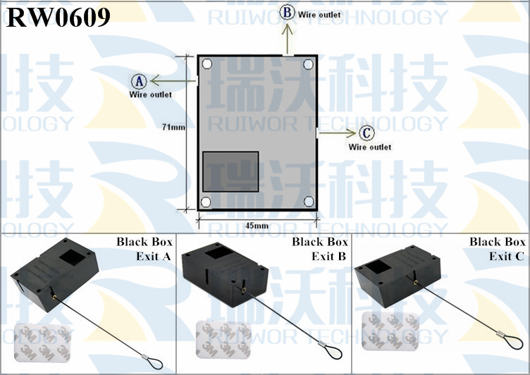 RW0609 Security Pull Box specifications (cable exit details, box size details)