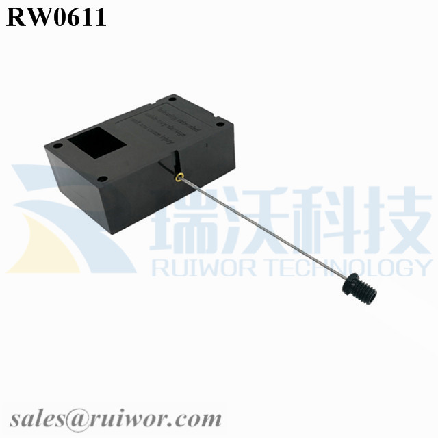 RW0611 Cuboid Ratcheting Retractable Cable Plus Stop Function M6x8MM /M8x8MM or Customized Flat Head Screw Cable End