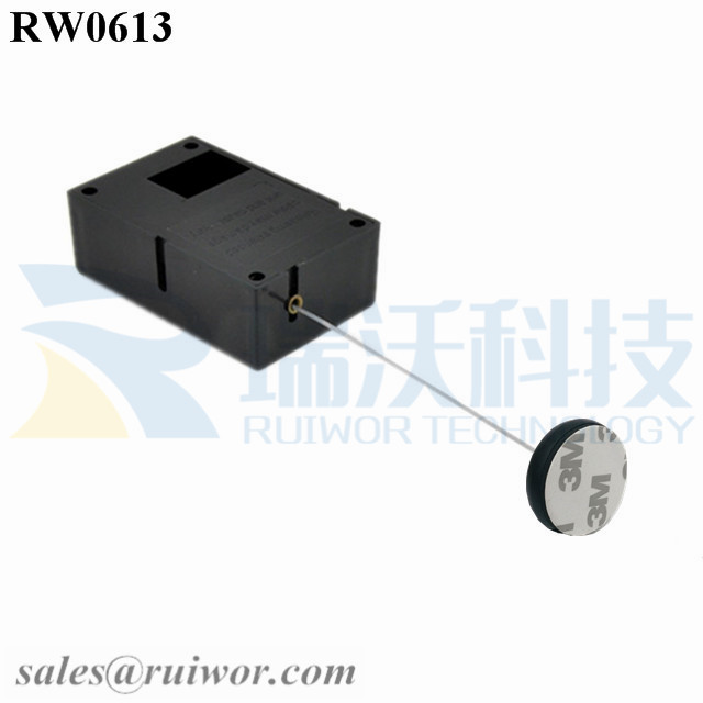 RW0613 Cuboid Ratcheting Retractable Cable Plus Pause Function 30MMx5.5MM Circular Adhesive ABS Block as Security Equipment