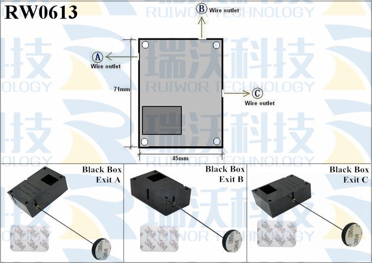 RW0613 Security Pull Box specifications (cable exit details, box size details)