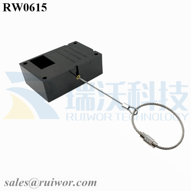 RW0615 Cuboid Ratcheting Retractable Cable With Size Customizable Wire Rope Ring Catch