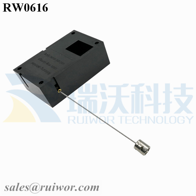 RW0616 Cuboid Ratcheting Retractable Cable Plus Stop Function with Side Hole Hardwar Tether Cord End as Tethered Item