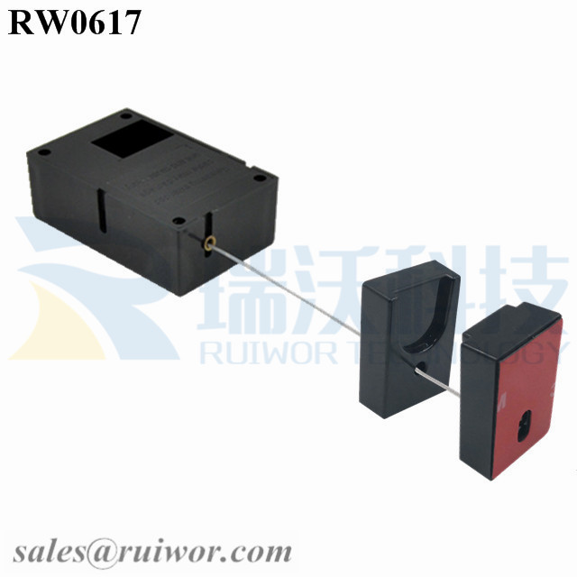 RW0617 Cuboid Ratcheting Retractable Cable Plus Pause Function Magnetic Holder Cord End for Phone Security Display