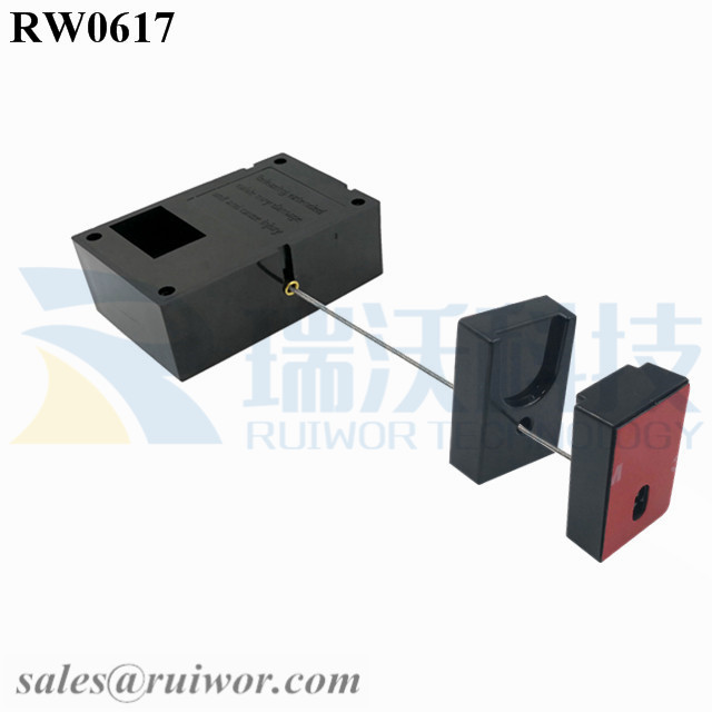 RW0617 Cuboid Ratcheting Retractable Cable Plus Pause Function Magnetic Holder Cord End for Phone Security Display