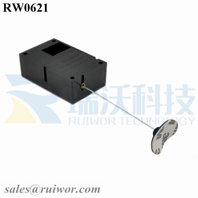 RW0621 Cuboid Ratcheting Retractable Cable Plus Pause Function and 33x19MM Oval Sticky Flexible Rubber Tips Cable Cord End