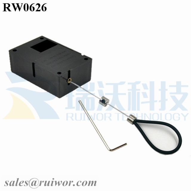 RW0626 Cuboid Ratcheting Retractable Cable Plus Ratchet Function Adjustable Stainless Steel Wire Loop Coated Silicone Hose