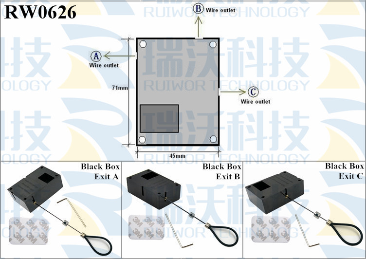 RW0626 Security Pull Box specifications (cable exit details, box size details)