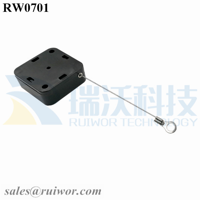 Good quality Cell Phone Anti Theft Cable -
 RW0701 Square Retractable Cable Plus Ring Terminal Inner Hole 3mm 4mm 5mm for Option – Ruiwor