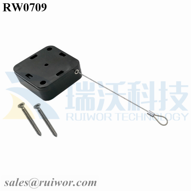RW0709 Square Retractable Cable Plus Size Customizable Fixed Loop End for Retail Display Protection