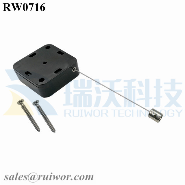 High definition Heavy Duty Retractable Keychain - RW0716 Square Retractable Cable Plus Side Hole Hardwar Tether Cord End as Tethered Item – Ruiwor