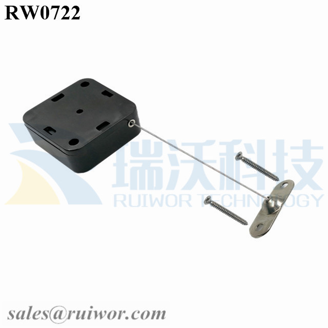 RW0722 Square Retractable Cable Plus 10x31MM Two Screw Perforated Oval Metal Plate Connector Installed by Screw