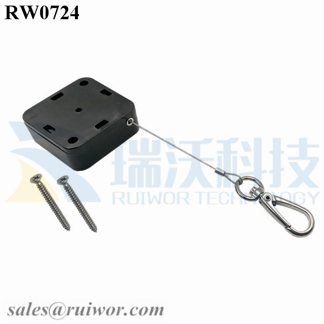 Massive Selection for Retractable Badge Lanyards -
 RW0724 Square Retractable Cable Plus Key Hook Wire Rope End as Tethered Mechanism – Ruiwor