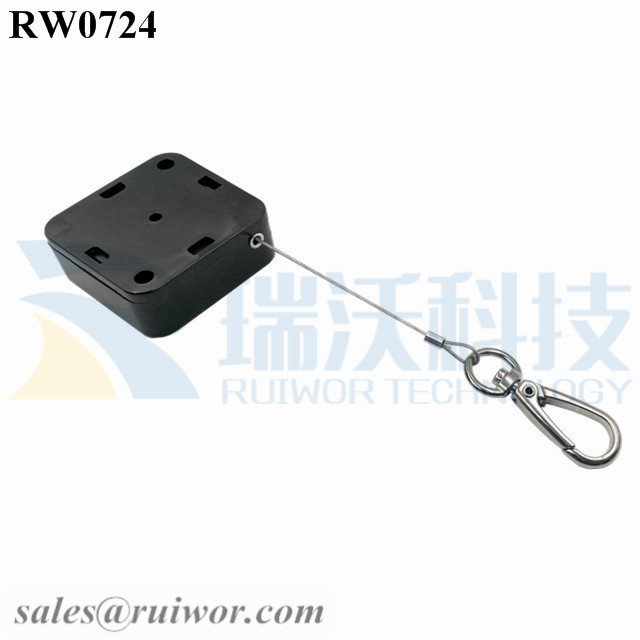 RW0724 Square Retractable Cable Plus Key Hook Wire Rope End as Tethered Mechanism