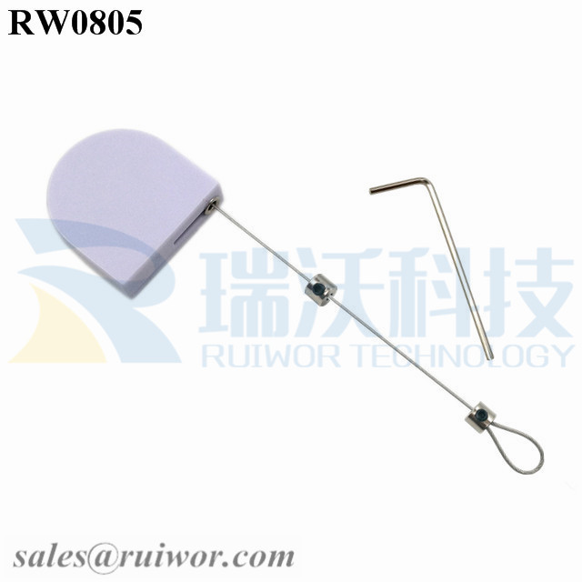 RW0805 D-shaped Mini Retractable Tether Plus Adjustalbe Lasso Loop End by Small Lock and Allen Key