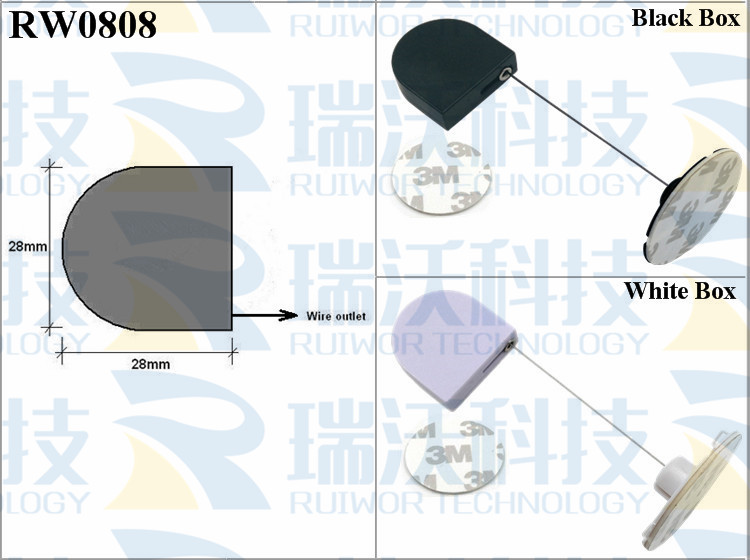 RW0808 Retractable Tether specifications (cable exit details, box size details)