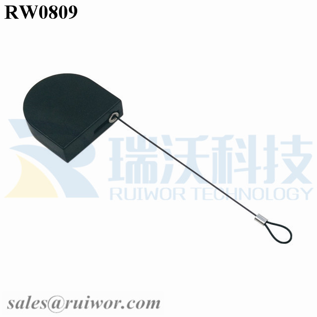 Factory source Retractable Hanging Plant Pulley -
 RW0809 D-shaped Small Retractable Tether Plus Size Customizable Fixed Loop End for Retail Display Protection – Ruiwor