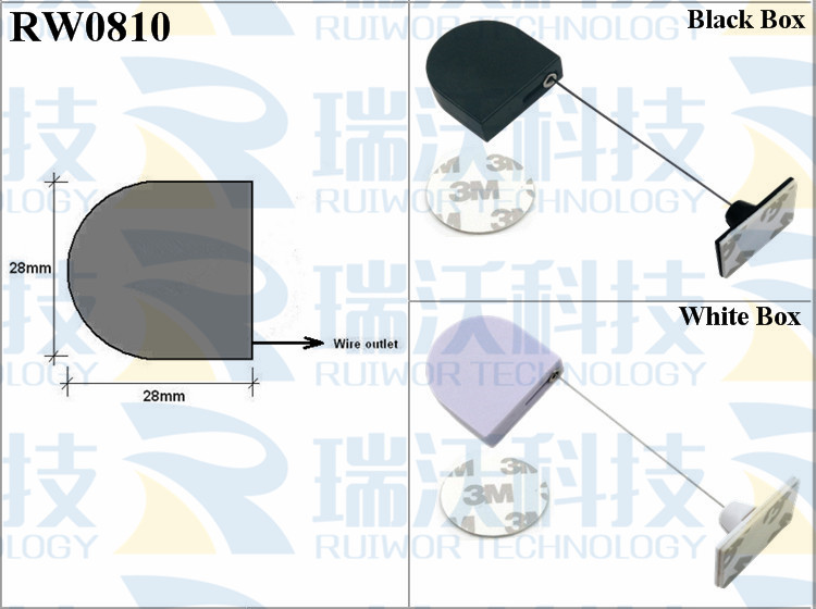 RW0810 Retractable Tether specifications (cable exit details, box size details)