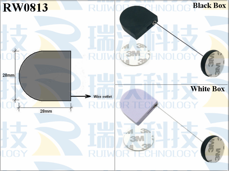 RW0813 Retractable Tether specifications (cable exit details, box size details)