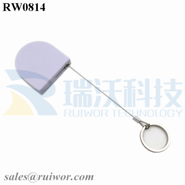 RW0814 D-shaped Micro Retractable Tether Plus Demountable Key Ring for Retail Positioning Display