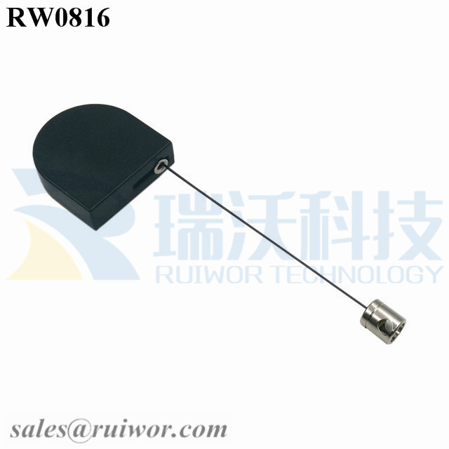 RW0816-Retractable-Tether-Black-Box-With-Side-Hole-Hardwar-Cable-End