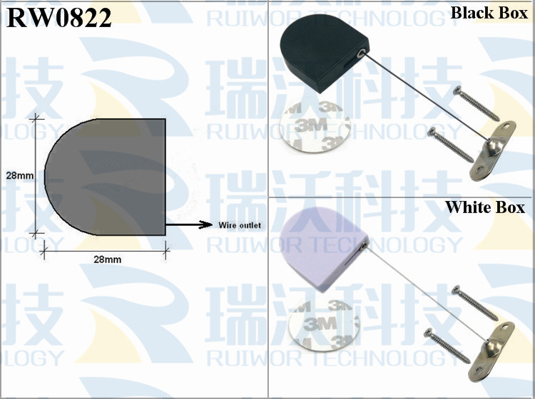 RW0822 Retractable Tether specifications (cable exit details, box size details)