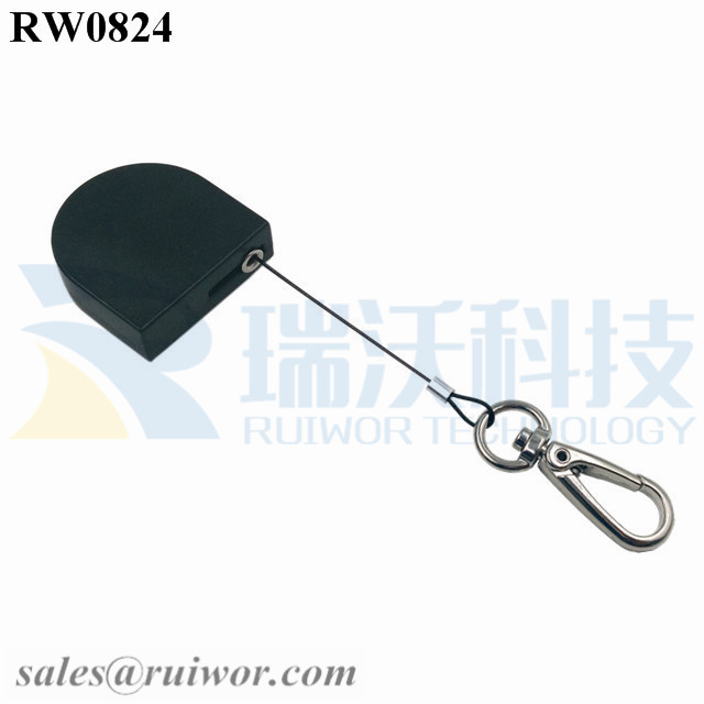 Fixed Competitive Price Secure Pull Box -
 RW0824 D-shaped Small Retractable Tether Plus Key Hook Wire Rope End as Tethered Mechanism – Ruiwor